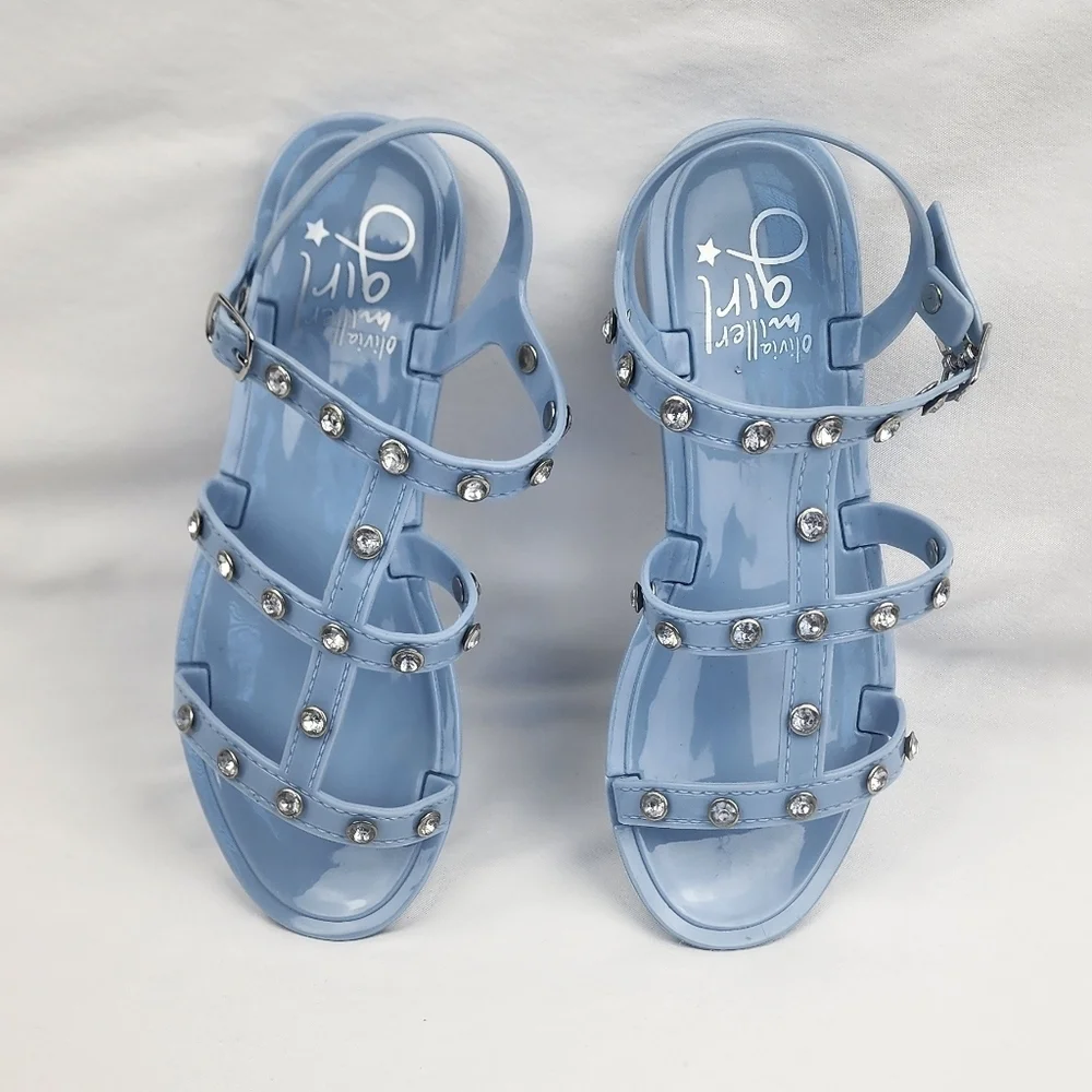 Olivia Miller Girl Blue PVC Studded Sandals
